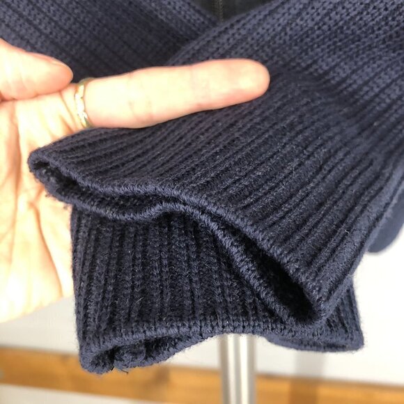 Versace JEANS‎ COUTURE VTG Wool Blend Knit Suede Leather Navy Jacket Sz S - Picture 7 of 16